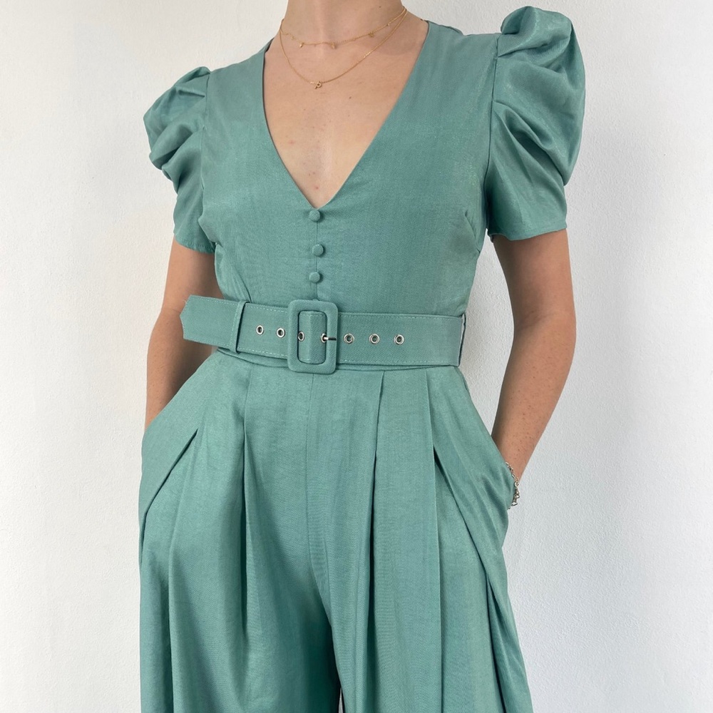 Puff sleeve wide pants Jumpsuit